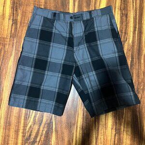 Grey and black plaid Burnside shorts